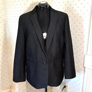NWT Ann Taylor Hutton Tweed One Button Blazer | 16 | Black